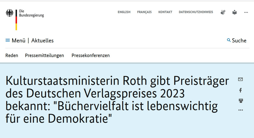 Weissbooks unter den Preisträgern des Deutschen Verlagspreises 2023