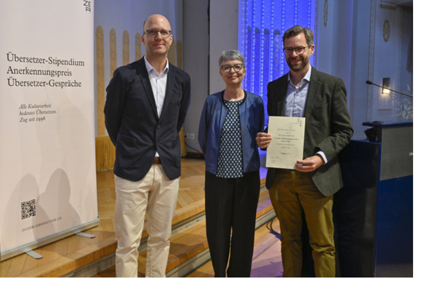 Christophe Fricker dankt für den Zuger Anerkennungspreis