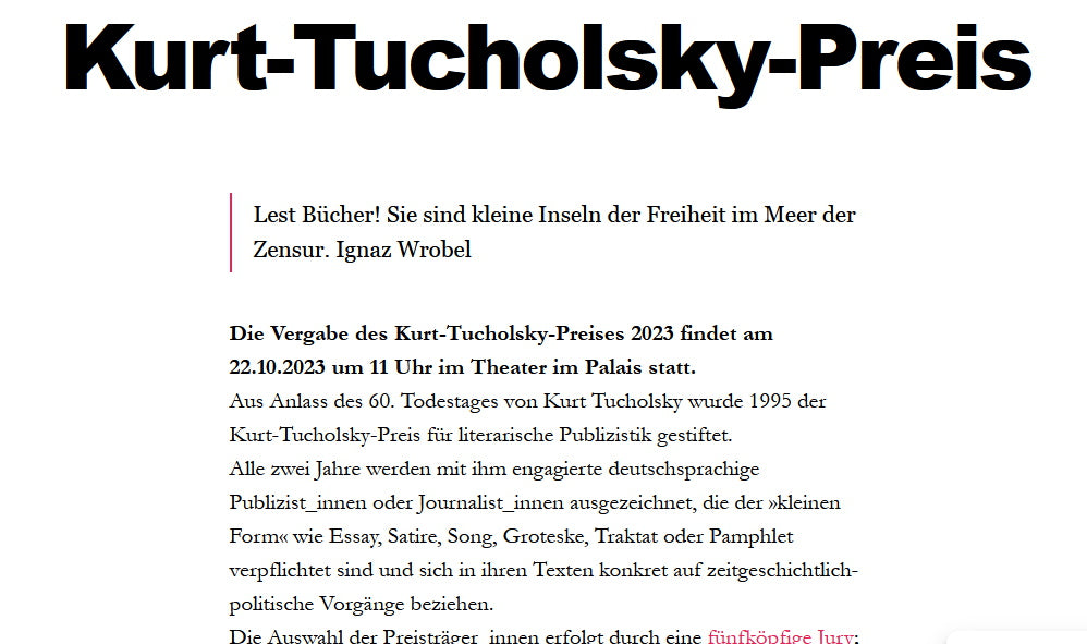 Elisa Aseva auf Shortlist für den Kurt-Tucholsky-Preis 2023