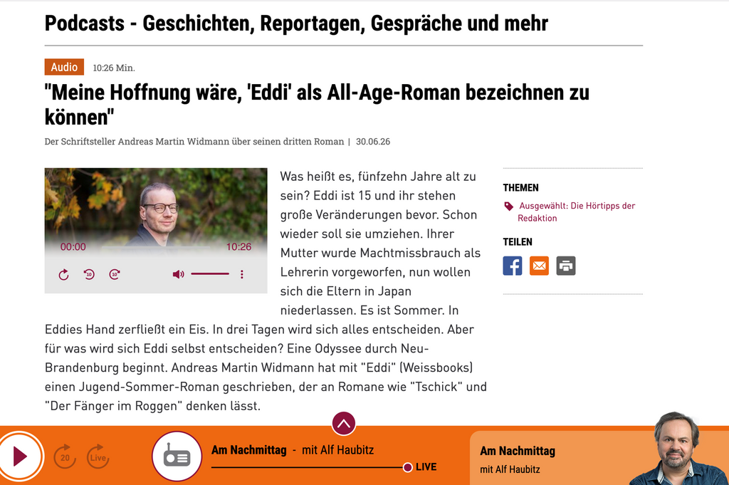 EDDI-Autor Widmann im Intervie bei HR2 Am Nachmittag